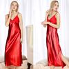 Nightdress Sleeveless Lace V-neck Nightgown Sleepwear Nightwear Women Silk Satin Nightshirt
