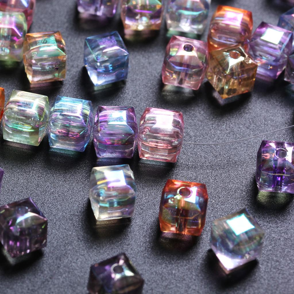 Crafts Beads for Jewelry Making Loose Earrings Bracelet Pendants 8mm DIY Part Resin Czech Crystal Cube Square Faceted 20pcs/bag UV Plated