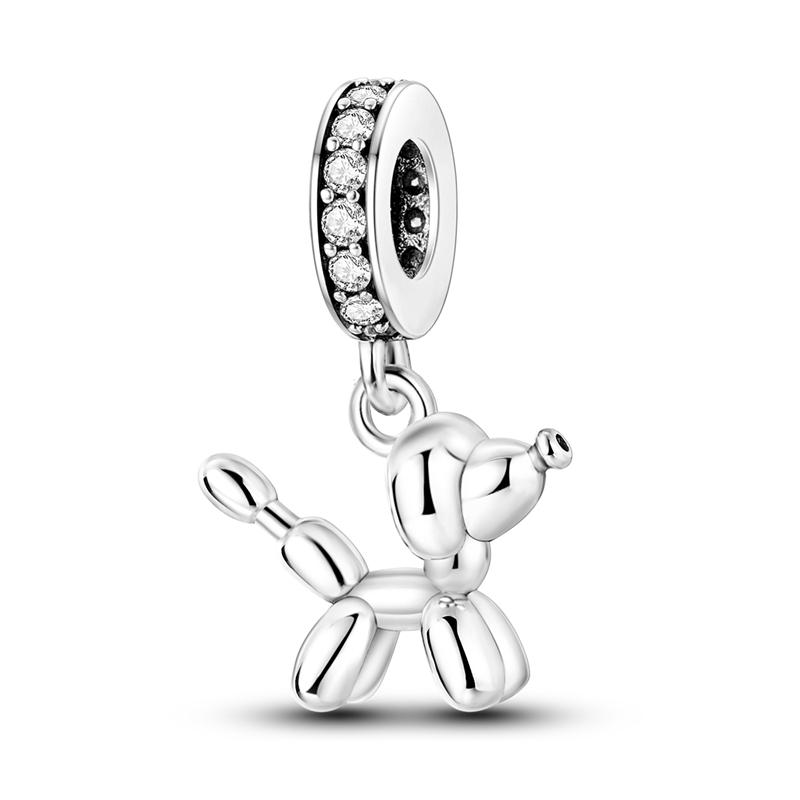 Balloon Poodle Charm Bead Fits Pandach Bracelet Necklace Keychain Women Silver Pendant Beads DIY Jewelry Fine Gift