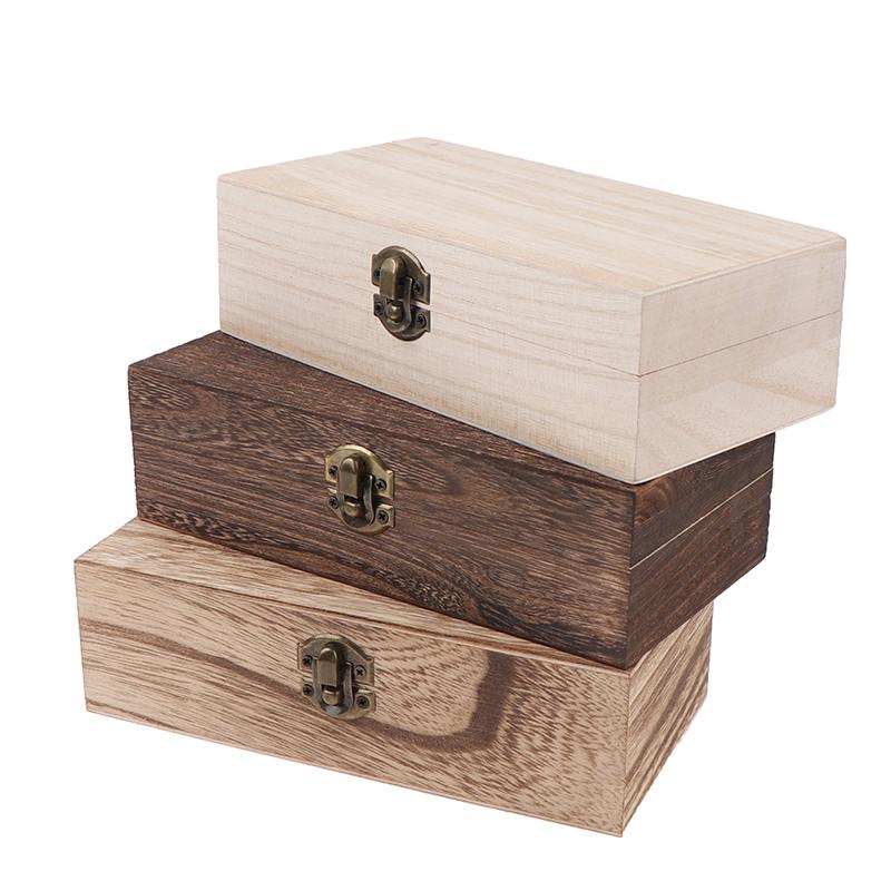 Retro Jewelry Box Desktop Natural Wood Clamshell Storage Decoration Wooden