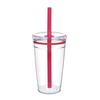 Transparent Tritan Straw Tumbler 16oz Colorful Coffee Cup with Lid Cute Leak-Proof Sippy Cup for Iced Coffee Tea Juice Milk