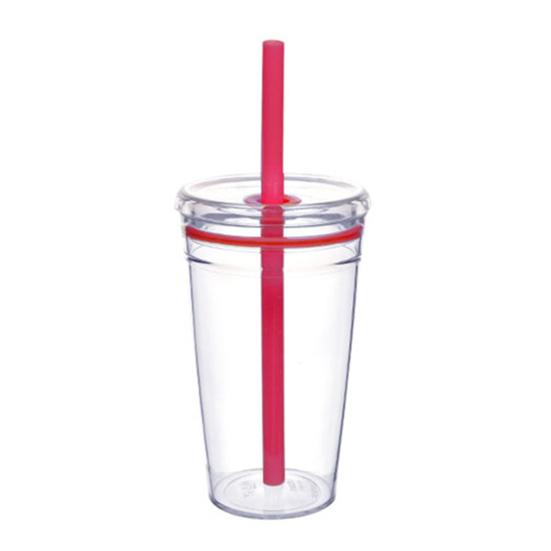 Transparent Tritan Straw Tumbler 16oz Colorful Coffee Cup with Lid Cute Leak-Proof Sippy Cup for Iced Coffee Tea Juice Milk