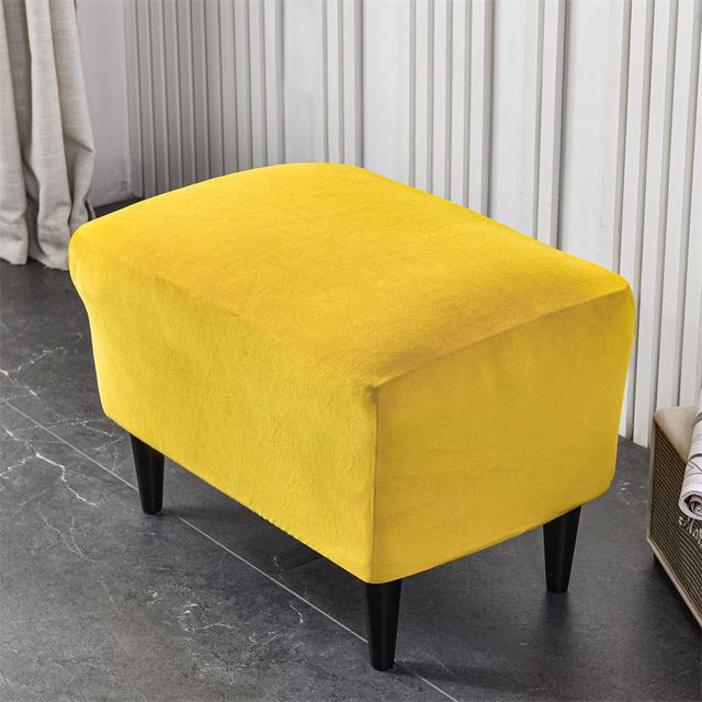 Velvet Rectangle Stretch Footrest Covers Elastic Ottoman Cover Spandex Stool Slipcover Ottoman Footstool Furniture Protector