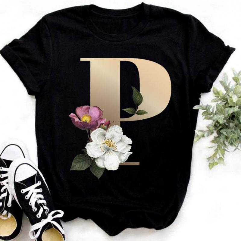 Summer Women's Fashionable Simple Floral Letter Printed Pure Cotton Short Sleeved Women's T-Shirts Women’s