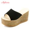 Fashion Aphixta Platform Wedges Shoes Women Slippers Women Luxury Open Peep Toes Summer Shoes Black Slippers Women Slides Wedge Sandals