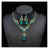 Women Necklace Earrings Set Luxury Symmetric Retro Rhinestone Hollow Out Anti-allergy Hanging