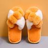 2024 Women Winter House Furry Slippers Fluffy Faux Fur Cross Design Home Slides Ladies Soft Warm Plush Slipper Female Flip Flops