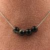Stones and Minerals. Necklace 4 Beads Tourmaline Schorl from Brazil 8 Mm Steel Chain Necklace for Women, Men. Customizable Size