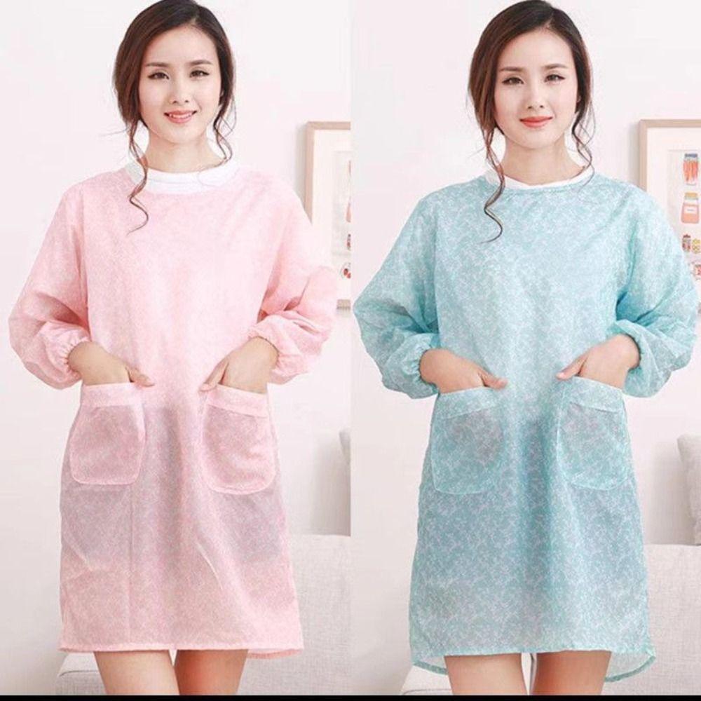 Polyester Long Sleeve Apron Oil Resistant Kitchen Long-Sleeved Smock Waterproof Apron Canteen