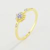 Simple Round Flower Ring For Women Small Diamond Zircon Crystal Real S925 Silver 14K Gold Valentine's Day Gift Jewelry