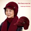 Women's Mink Velvet Winter Hat & Scarf Set - Warm Knitted Duckbill Cap with Ear Protection for Middle-Aged & Elderly.