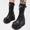 Women High Boots Cosplay Mid-Calf Boots High Platform Wedges Boots  Summer Autumn New Designer Gothic Shoes For Women Botas