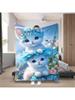 Cozy Four Seasons Flannel Throw Blanket With Adorable Two Blue Kitten Pattern - Soft Warm And Lightweight For Bed Office Camping Flannel Throw Blanket