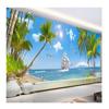 Mural Wallpaper 3D Sea View Coconut Tree Landscape Photo Wall Paper Living Room Bedroom Wall Mural
