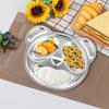3Pcs Stainless Steel Divided Plates Food Serving Tray 3 Sections Lovely Panda Shape Dinner Plate Home School Picnic Tableware