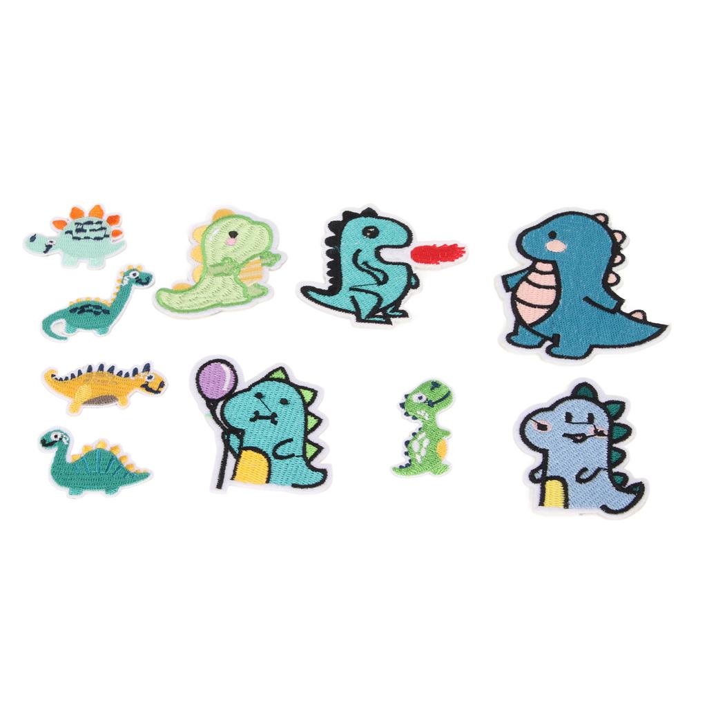 10Pcs Sew On Patches Dinosaur Shape Cute DIY Easy To Use Embroidery Applique for Clothes
