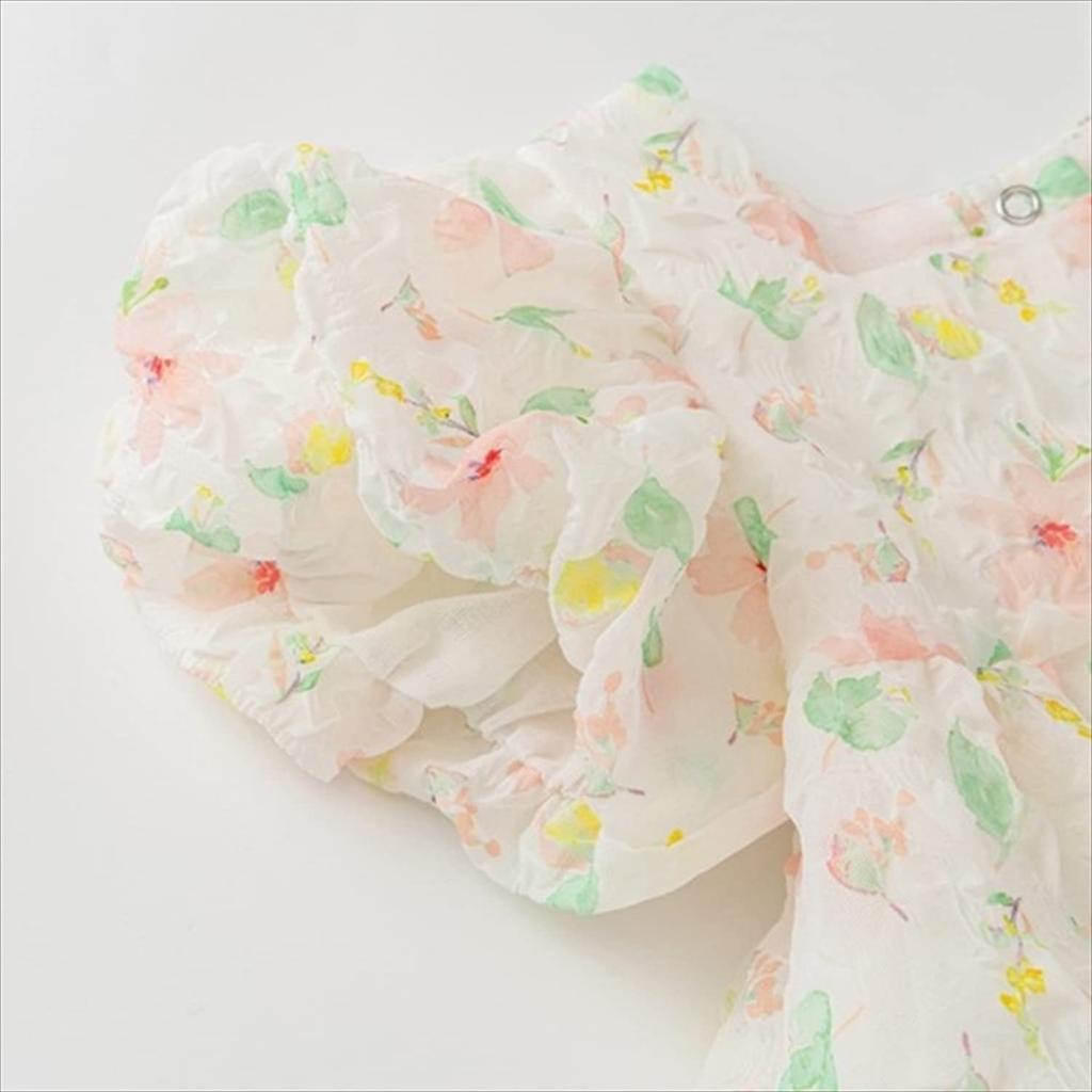 Romper Jumpsuit Bodysuit Floral Flower Baby Newborn Girl Summer Headband Set White One Size [Misia Luxury] [27165-27168]