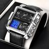 Top Brand Luxury Mens Watches Square Digital Sports Waterproof Men Quartz Wrist Watch