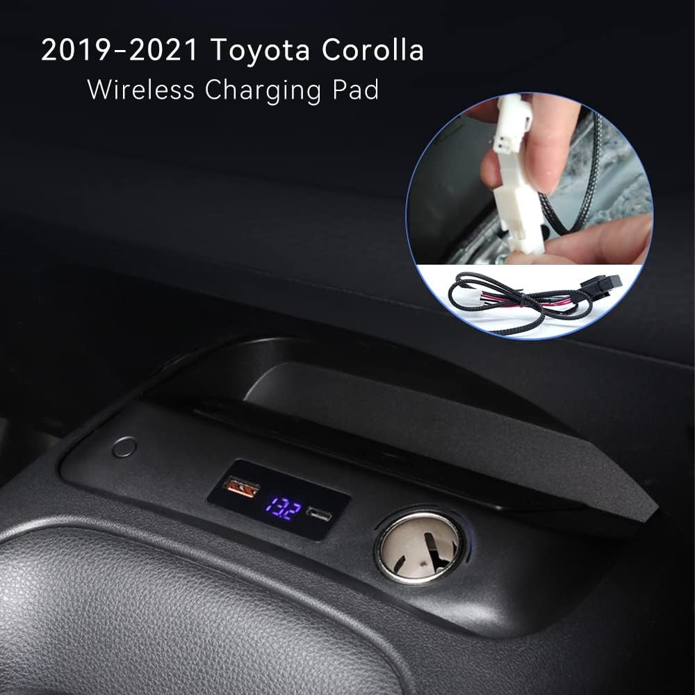 Wireless Charger for Toyota Corolla 2019-2023,Dashboard 15W Wireless Charger Pad,Belt QC 3.0 USB Fast Charging Port,Car Charge Box Suitable for