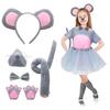 Mouse Costume Set Mouse Ear Headband Tail Nose Bow Tie Gloves Set Cosplay Costume Accessory for Halloween Christmas Parties