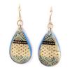 [L5258] - Designer Earrings 'Kilimanjaro' Blue Beige