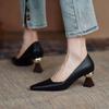 Handmade Leather Women Pumps Sexy Pointed Toe Chic Stylish Office Working Shoes Strange High Heel Stilettos Black Dress Shoes