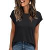 Women Work Casual Fashion Short-sleeved Round Neck Solid Color T-shirt Top