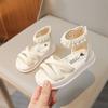 Summer Girls Sandals Fashion Sweet Pearl Children Princess Roman Sandals Versatile Kids Causal Beach Shoes Open-toe Thick Bottom