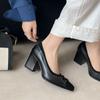Fashion 2025 New Women Shoes Genuine Leather Pumps Thick High Heels Spring Summer Elegant Office Pumps Pointed Toe Classic Casual Shoes