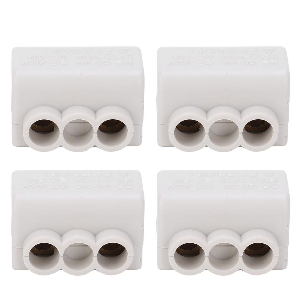 4Pcs HighPower Main Splitter TShape Wiring Terminal Block Industrial Connector 400V 60A(1in