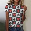 Summer Women's T-shirt New 3D Playing Card Printed Women's Large T-shirt Top Short Sleeve
