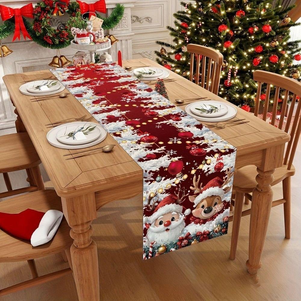 New Year Xmas Table Flag Cover Santa Claus Christmas Tablecloth  Christmas Party