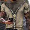 Zipper T Shirt For Mens 3d Funny Print Short Sleeve Top Casual Male Streetwear Oversized Tees Shirt Men Vintage Men's Clothing
