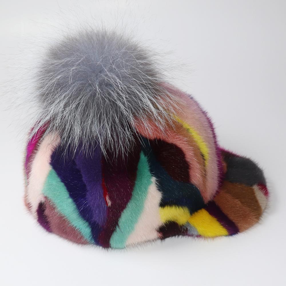 New Women Genuine Real Natural Mink Fur Hat Adult Handmade Warm Winter Baseball Cap Luxury Lady Elegant Stylish Warm Caps