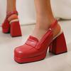 Women's High-heeled Sandals Spring and Summer New Waterproof Table Thick Heel Large Size Solid Color Bag Head Sandals