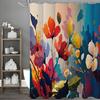 Colorful Flower Shower Curtain, Bathroom Decorative Shower Curtain, Waterproof Shower Curtain with Hooks