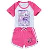 Kids Summer Sport T-Shirt And Shorts 2 Piece Outfit Tracksuit Set Short Sleeve Print Crop Tops With Clothing Set
