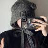 Winter Women'S  Hat Cute Bear Earmuff Hat Plush Warm Solid Color Hat