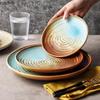 Kiln Changes Retro Ceramic Shallow Plate Steak Plate Sushi Plate Salad Plates Dessert Dish Molecular Cuisine Creative Tableware