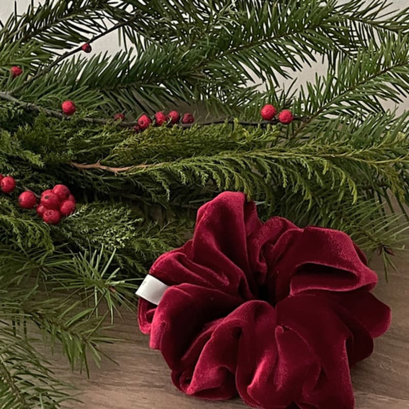 Oar Vintage Velvet Volume Scrunchie[Red]