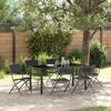 VidaXL 7-Piece Garden Dining Set Black Textilene and Steel 3379377