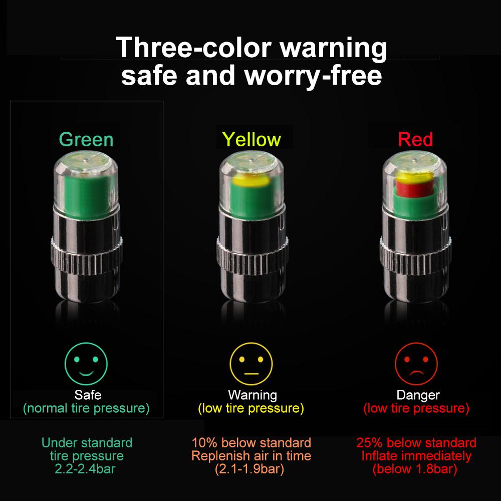 4 шт., индикатор манометра в шинах автомобиля, контрольный клапан, индикатор клапана, крышка обнаружения датчика, комплект внешних инструментов для шин
