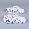 Women's Lightweight EVA Clogs - Slip- Soft Sole Flat Shoes with Butterfly Print & Arch, Adjustable Buckle & Cushioned Insole - White with Multicolor