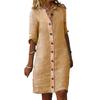 Women Summer Midi Dress Lapel Half Sleeve Solid Color Single-breasted Soft Breathable Buttons Lady Knee Length Dress