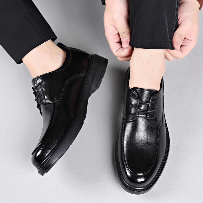 FashionDress Shoes Man Lace Up Official Social Shoe Men Spring Autumn Business Gentleman Black Office Legitimate Leather Casual Shoes