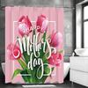Happy Mother's Day Tulip Shower Curtain, Bathroom Decorative Shower Curtain, Waterproof Shower Curtain with Hooks