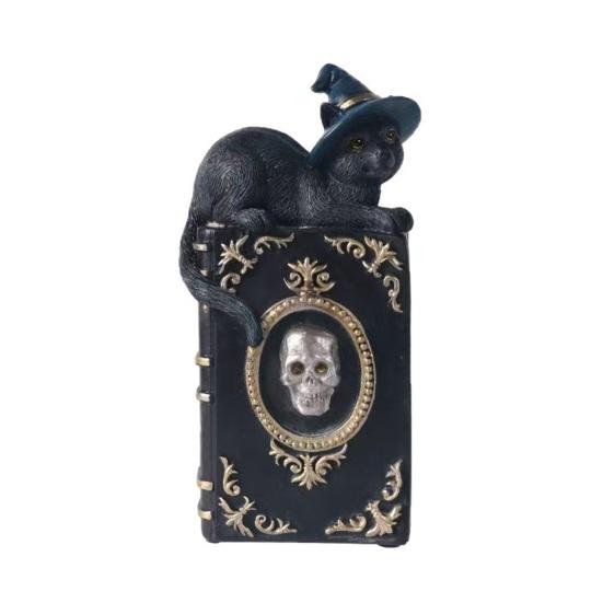 Yousheng Halloween Resin Book Sculpture Ghost Hunter Hand Statue Decorative Figurine Spooky Devil Eye Collectible Tabletop Ornament