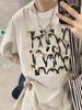 2025 Women's Summer Retro Penguin Print Loose Cotton T-Shirt