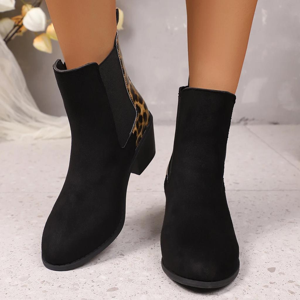 Winter Sexy Women Ankle Boots Autumn Comfortable Short Zip Boots Retro Round Toe Square Heel Big Size Shoes Zapatos De Mujer