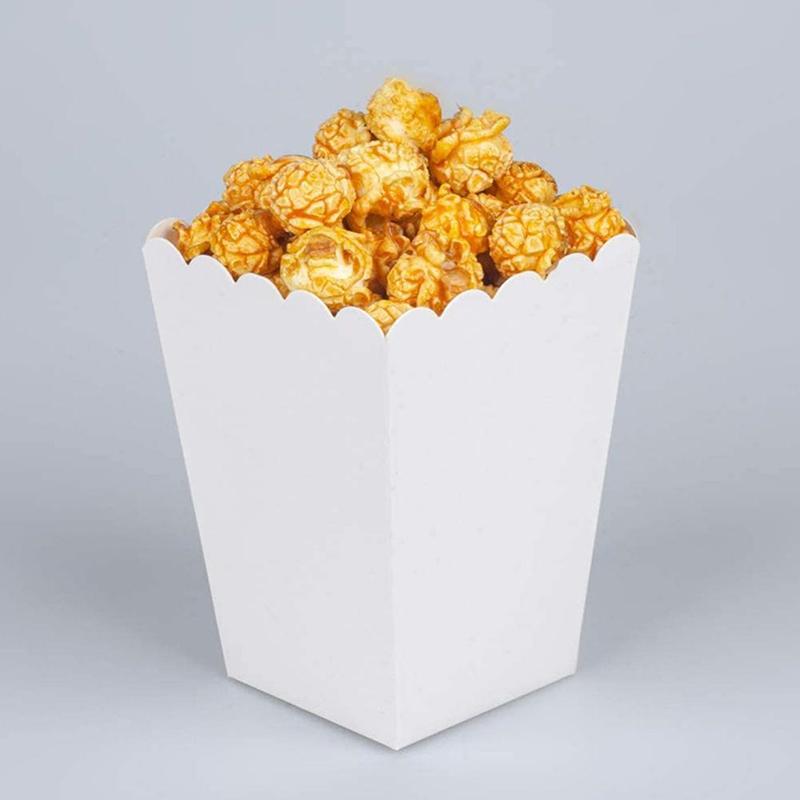 10Pcs/Set Disposable Pure Mini Paper Popcorn Box Snack Candy Box Gift For Wedding Birthday Party Treat Supplies